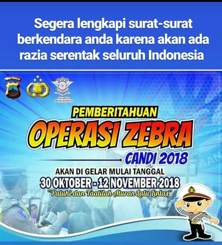 Besok Hingga 12 November Dimulai Operasi Zebra