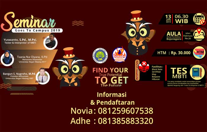Seminar Goes to Campus 2019 HIMABO UM, Catat Tanggalnya