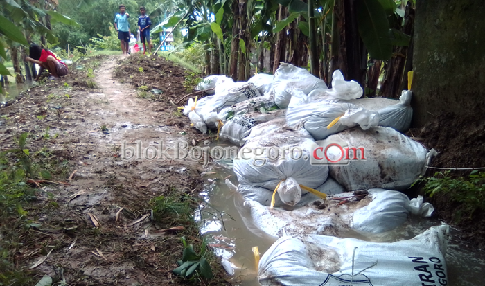 Tanggul Jebol, Warga Piyak Tambal dengan 100 Karung Tanah