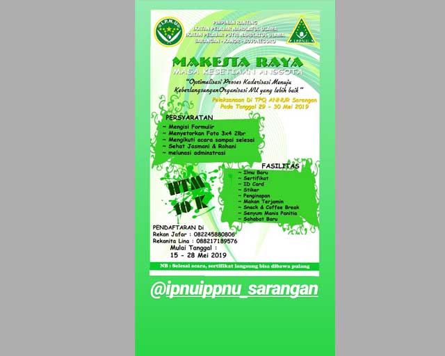 MAKESTA RAYA PR IPNU IPPNU Sarangan Masih Buka Oprec, Yuk Segera Daftar...!!!