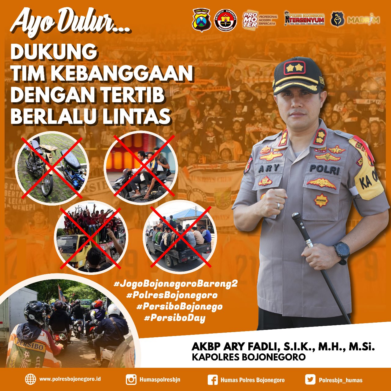 Kapolres Imbau Suporter Persibo Patuhi Aturan Berlalu-Lintas