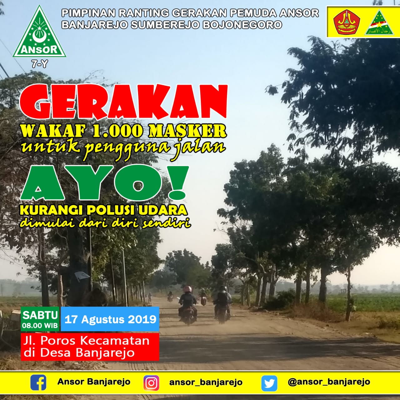 Wujud Aksi, Ansor Banjarejo Gerakan Wakaf 1000 Masker