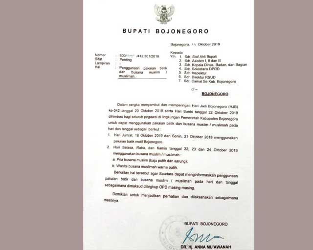 OPD Diimbau Kenakan Batik dan Busana Muslim di Tanggal ini
