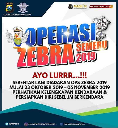 Tingkatkan Disiplin Lalin, Satlantas Polres Bojonegoro Gelar Operasi Zebra