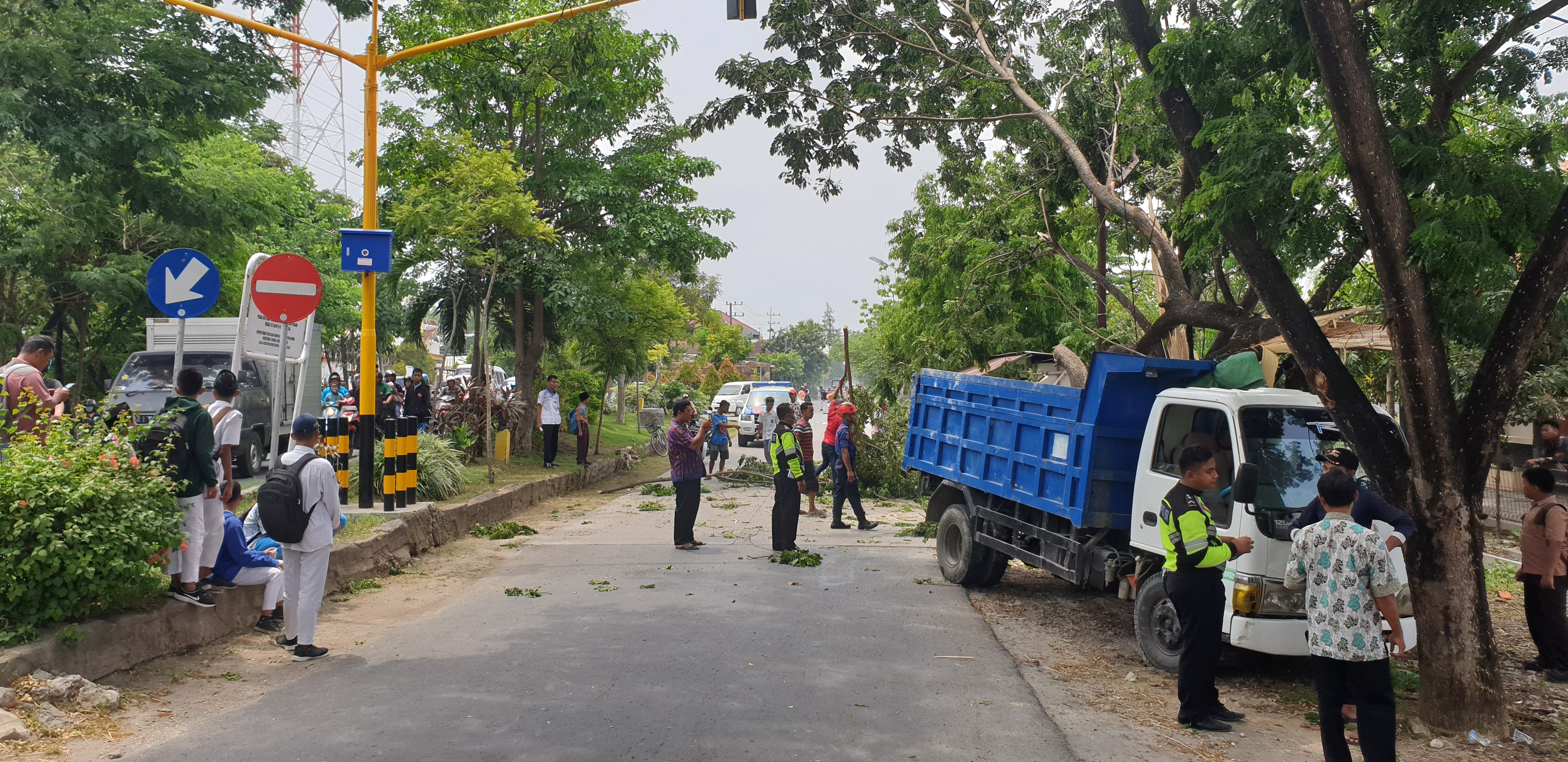 Jalan Ditutup Pohon Roboh Karena Ditabrak Truk