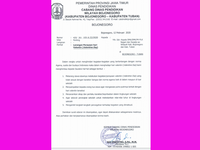 Cabdindik Melarang Perayaan Hari Valentine