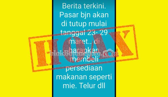 Kabar Pasar Tutup Akibat Corona Hoaks
