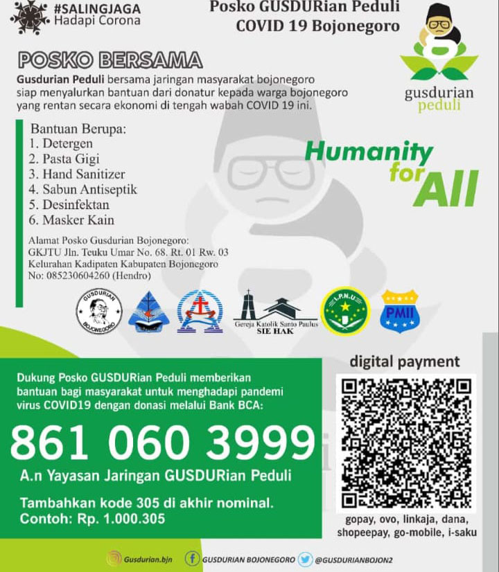Cegah Penyebaran Covid-19, Gusdurian Bojonegoro Galang Dana