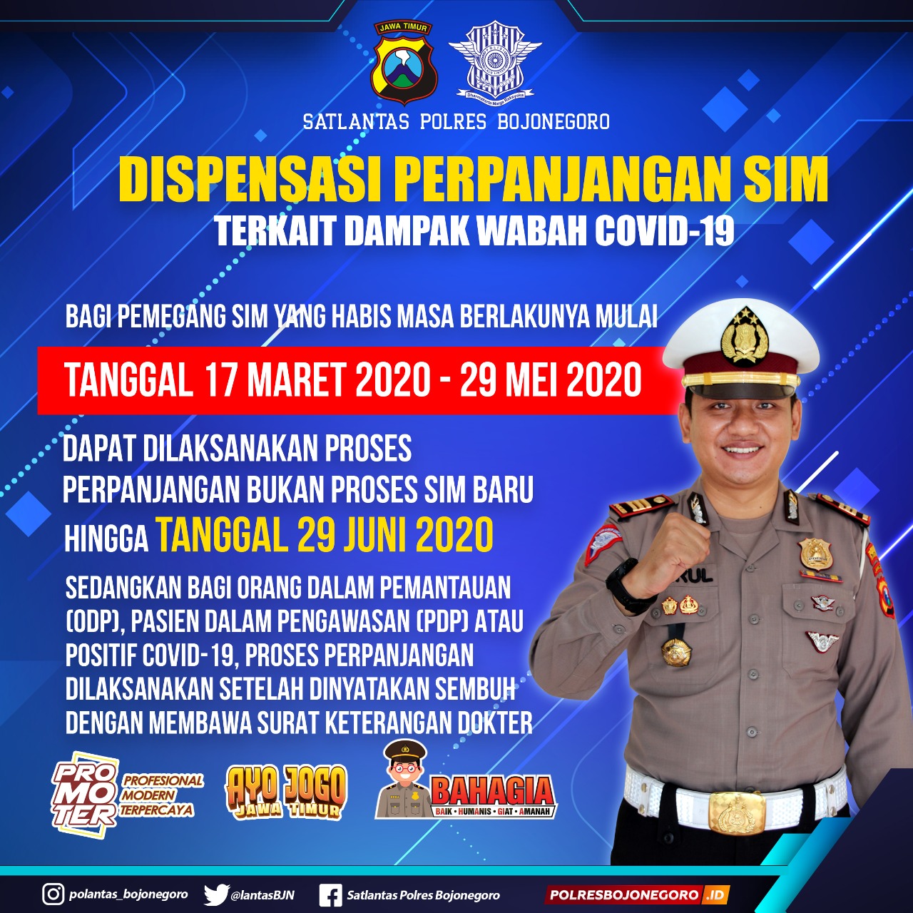 Sat Lantas Polres Bojonegoro Beri Dispensasi Perpanjangan SIM