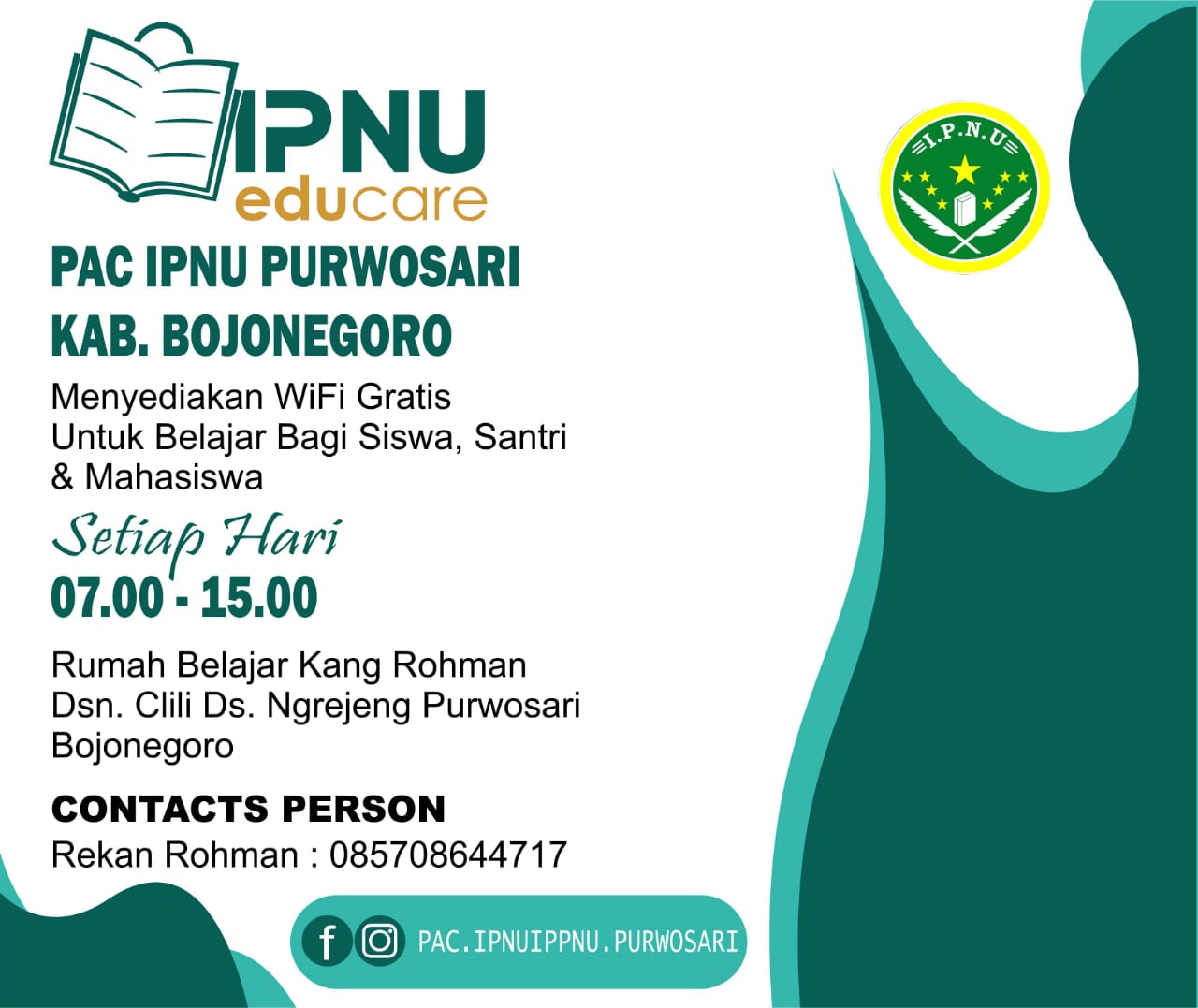 PAC IPNU Purwosari Fasilitasi Internet Gratis Bagi Pelajar