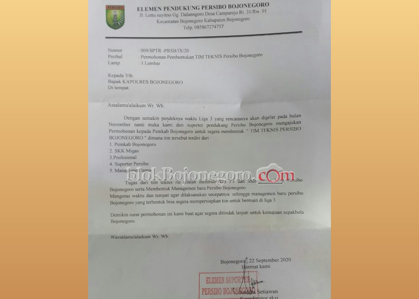 Suporter Persibo Surati Pemkab Bojonegoro