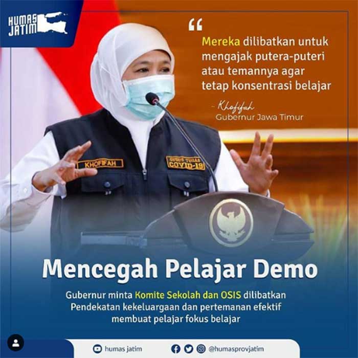 Mencegah Pelajar Demo, ini Pesan Gubernur Jatim
