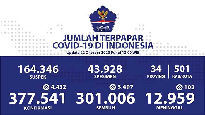 Kesembuhan Pasien di Indonesia Tembus Angka 301.006 Orang