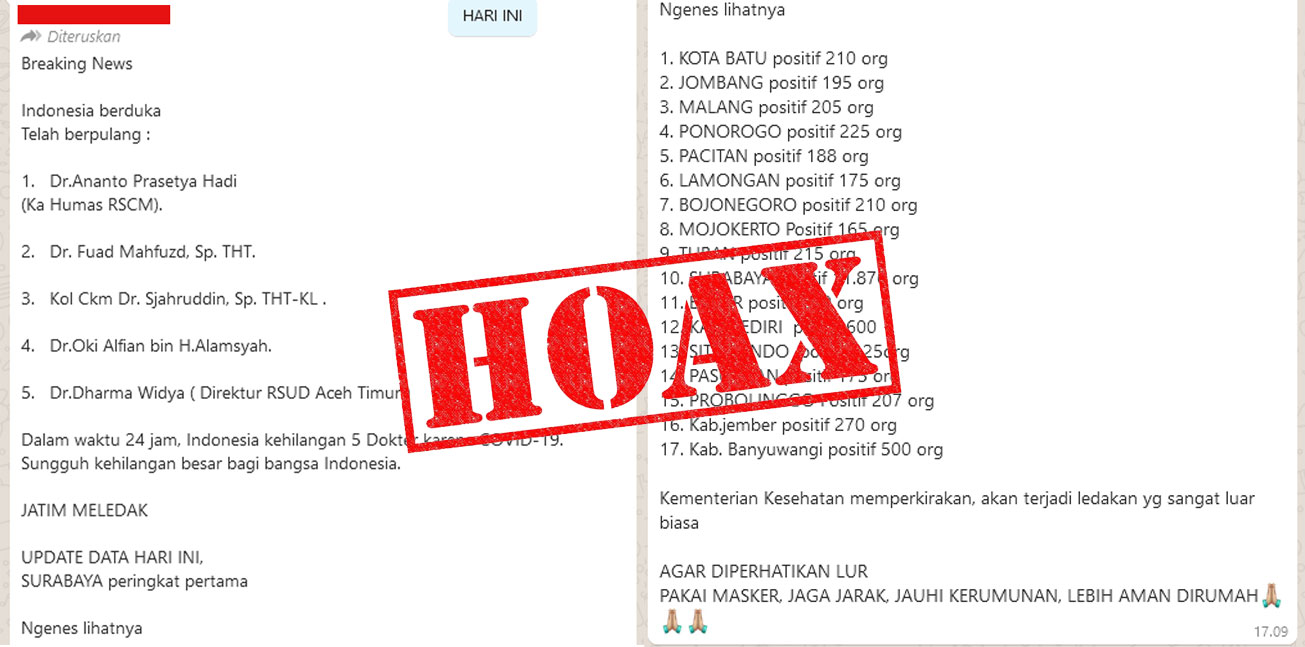 Waspada Hoax! Kabar Berantai Ledakan Jumlah Pasien Covid-19