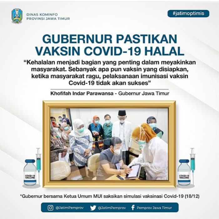Gubernur Jatim Pastikan Vaksin Covid-19 Halal