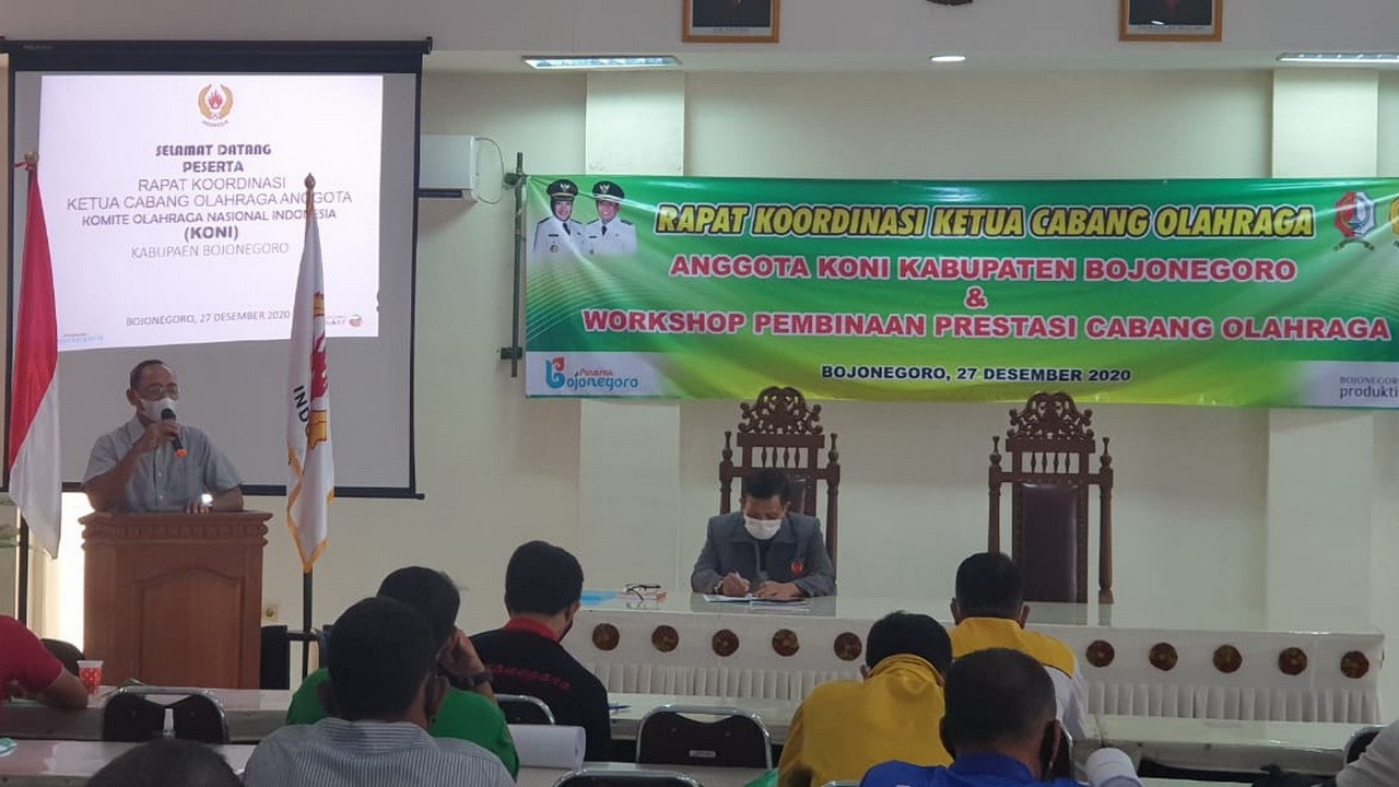Patuhi Prokes Covid-19, KONI Bojonegoro Gelar Rakor 2 Sesi
