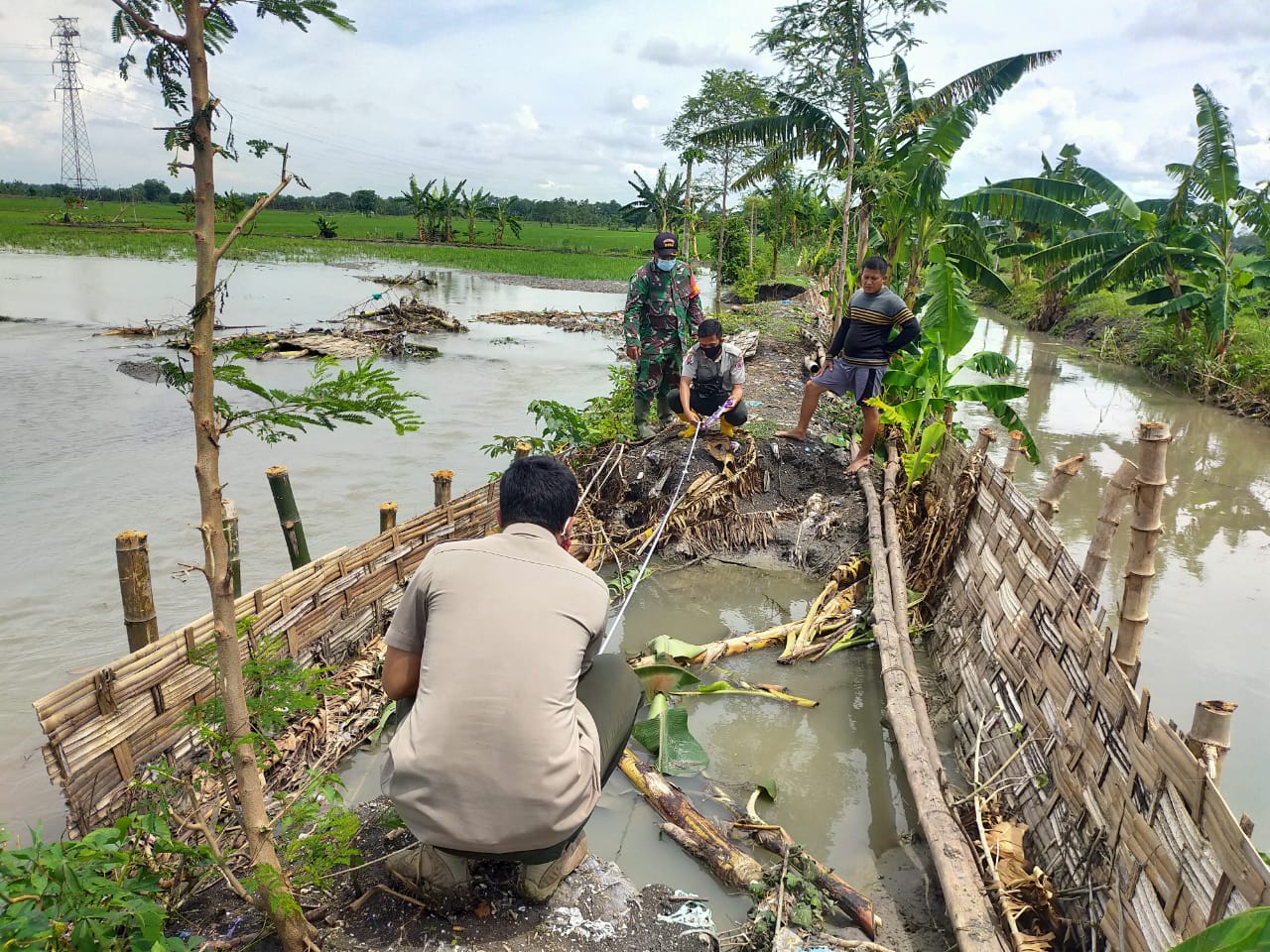Curah Hujan Tinggi, Banjir Melanda Tanggul Sawah Warga Jebol
