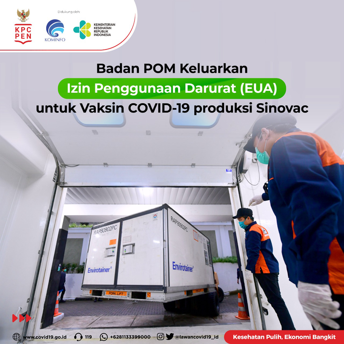 BPOM Keluarkan Izin Penggunaan Darurat Vaksin Produksi Sinovac