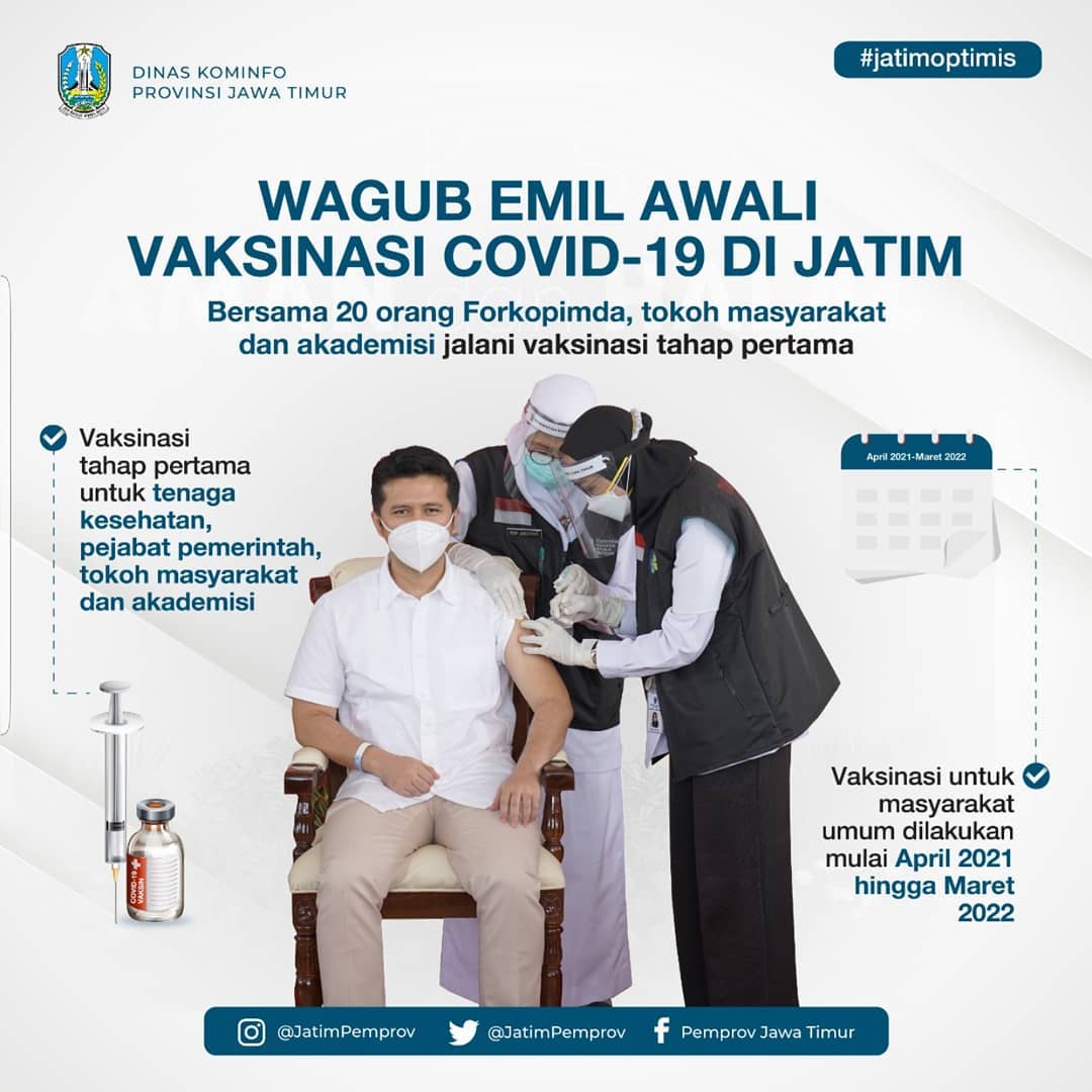 Wagub Emil Awali Vaksinasi Covid di Jatim