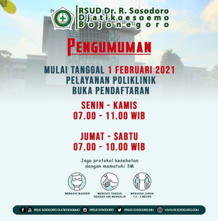 Mulai 1 Februari Pelayanan Poliklinik RSUD Kembali Normal