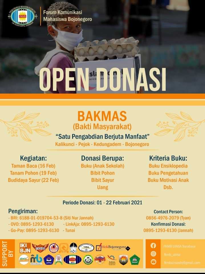Gelar Bakti Masyakarat, FKMB UINSA Ajak Masyarakat Berpartisipasi