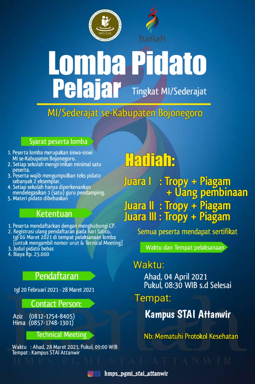 PGMI STAI AT-TANWIR Gelar Lomba Pidato dan Tari Daerah Tingkat MI se-Kabupaten