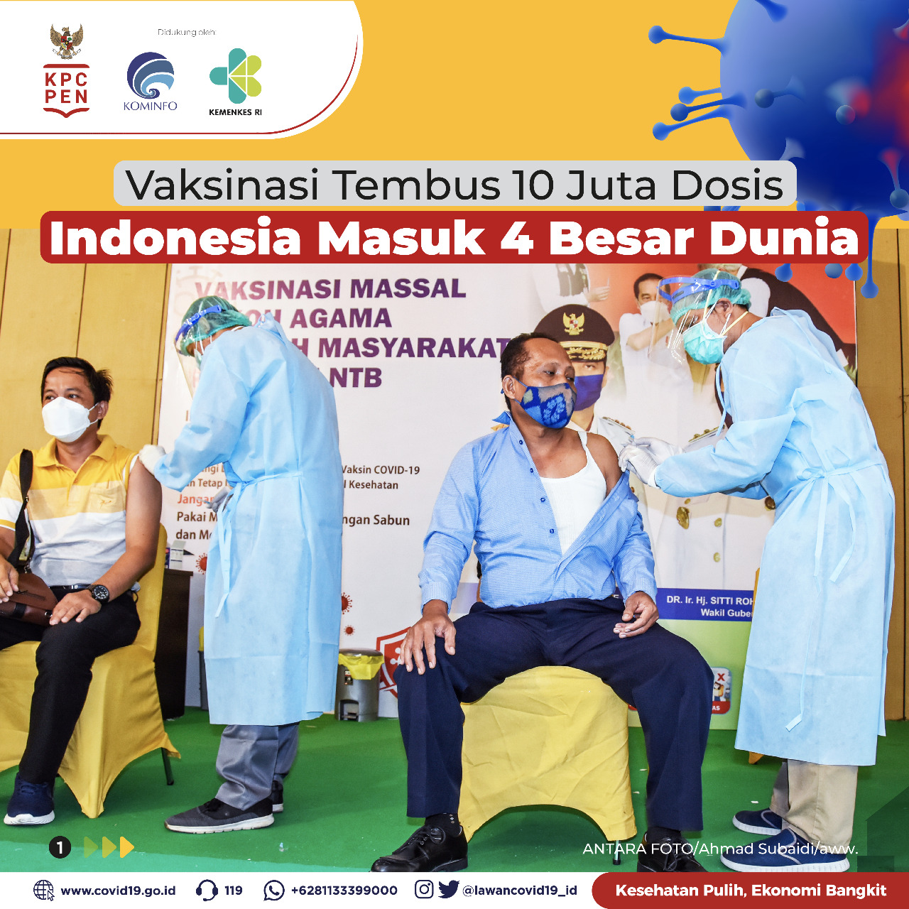Vaksinasi Tembus 10 Juta Dosis, Indonesia Masuk 4 Besar Dunia