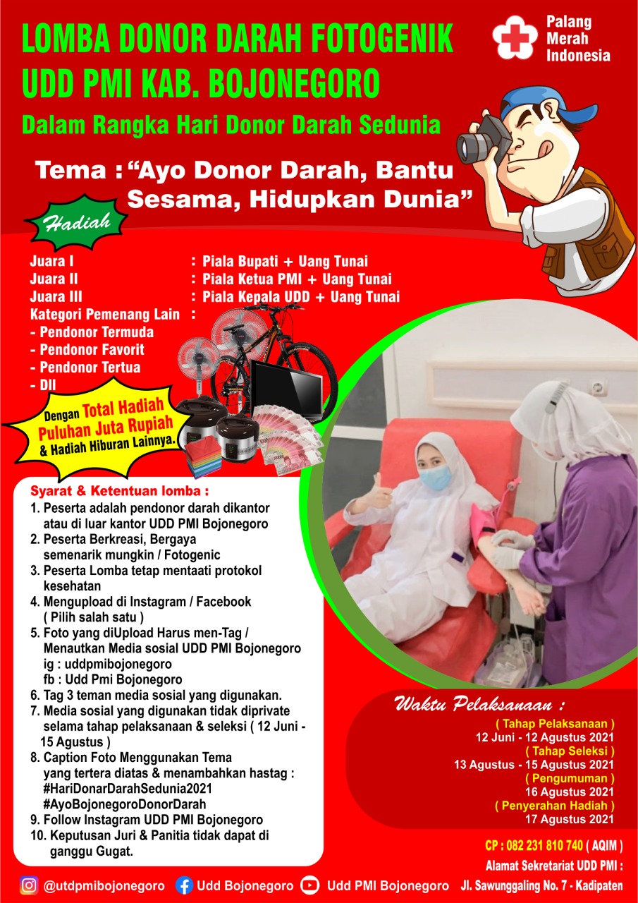 Yuk Ikuti Lomba Donor Darah Fotogenik UDD PMI Bojonegoro