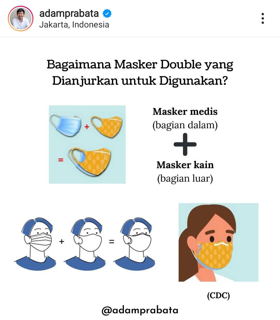 Tangkal Covid-19, Yuks.... Pakai Masker Ganda