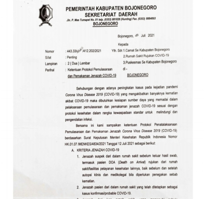 Kemenkes Keluarkan SE Tata Cara Pemulasaraan Jenazah Covid-19