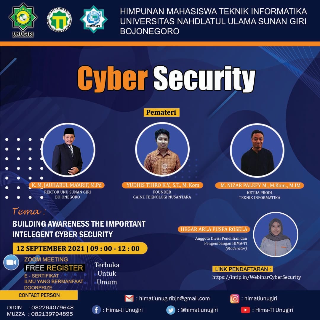 Yuk...Ikuti Webinar tentang Cyber Security  oleh HIMA TI Unugiri