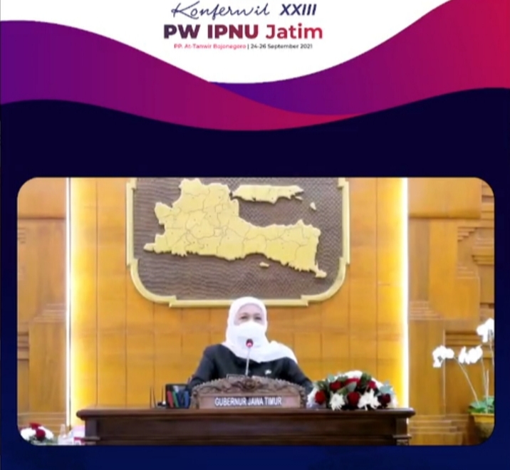 Khofifah Hadiri Konferwil PW IPNU-IPPNU Jatim Secara Virtual