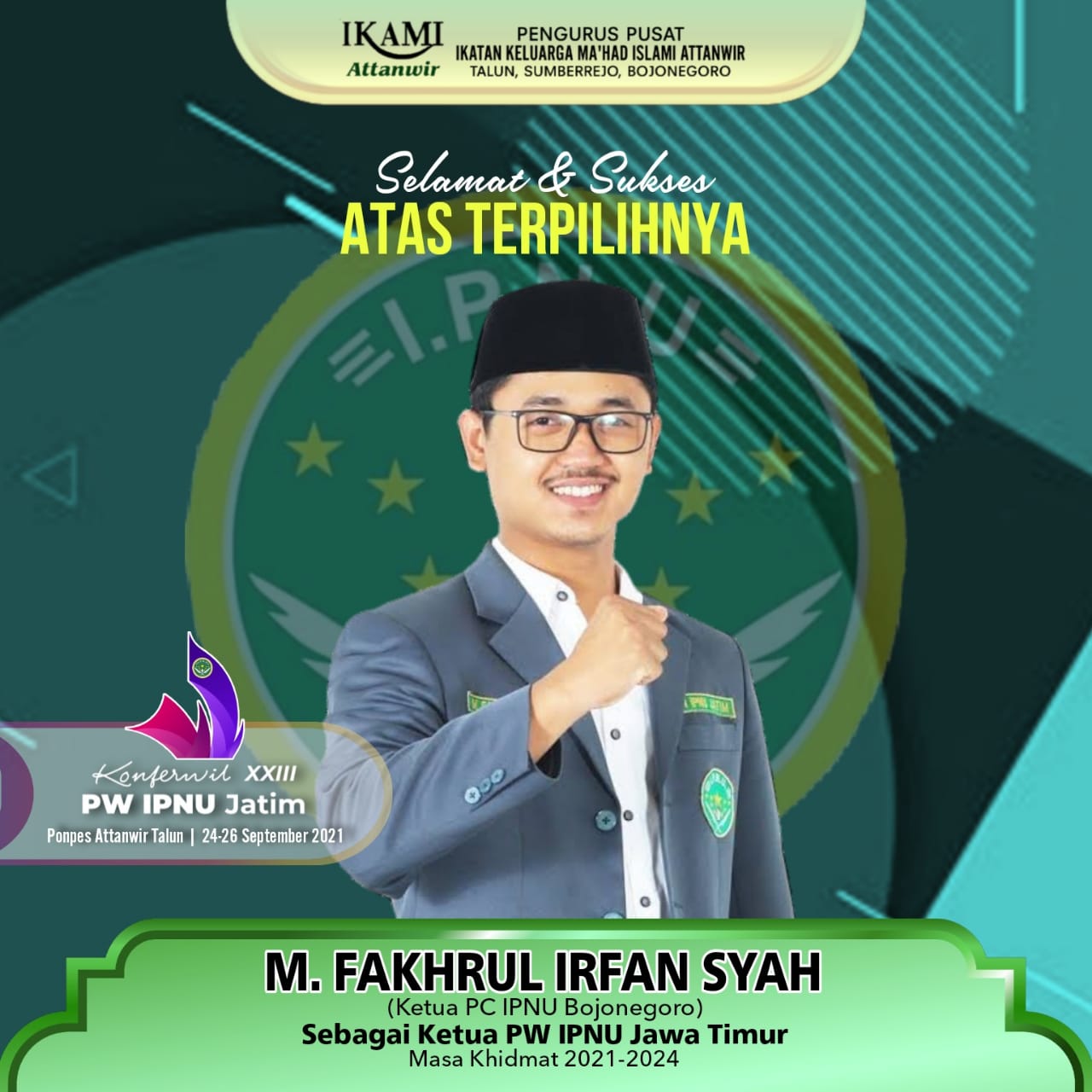 Sah..! Irfan Terpilih Aklamasi Jadi Ketua PW IPNU Jatim