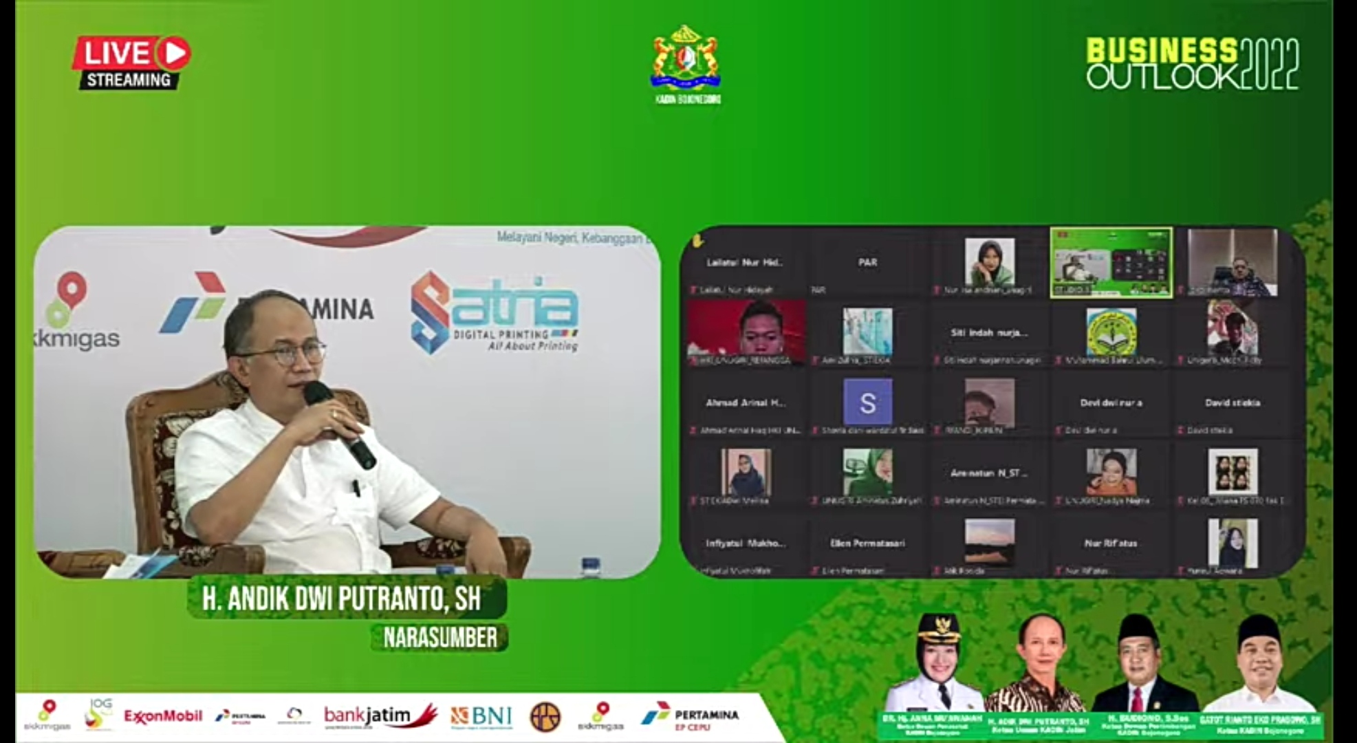 Rangkaian Pelantikan, KADIN Bojoneoro Gelar Webinar dengan Tema Business Outlook 2022