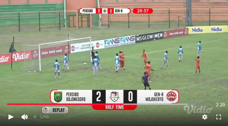 Babak Pertama, Persibo Unggul 2-0 atas Gen B Mojokerto