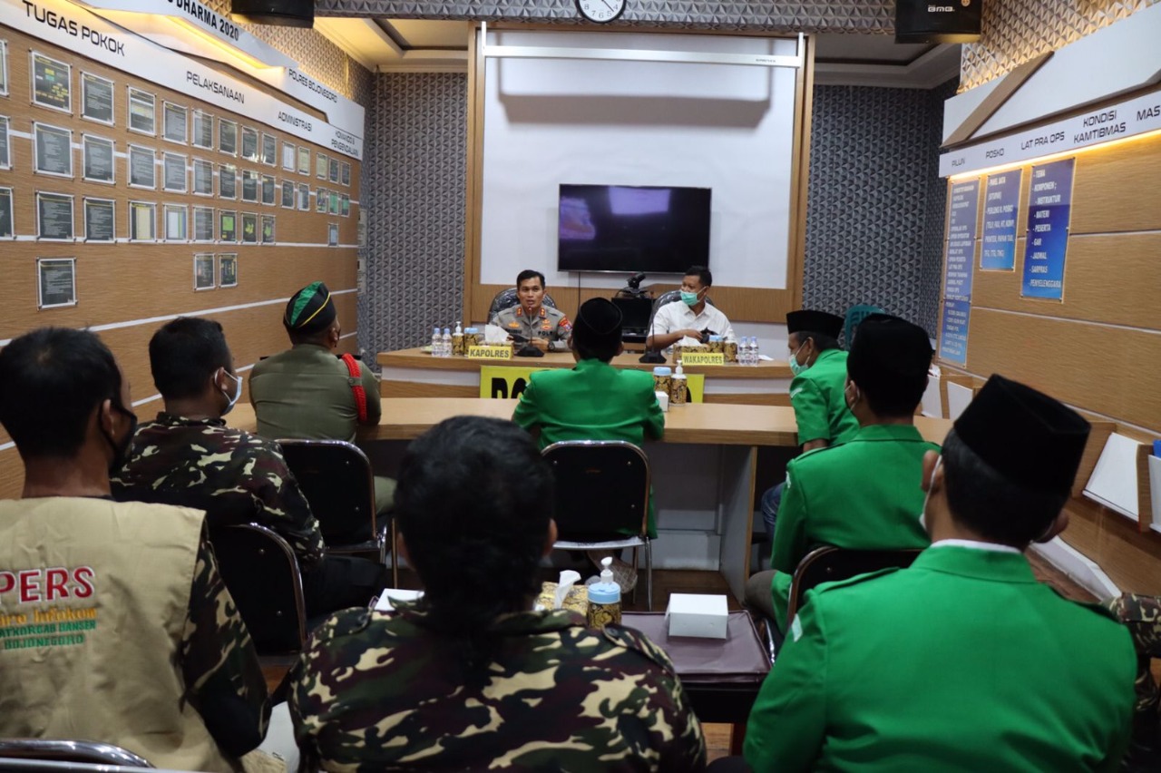 Bersinergi Kapolres Bojonegoro Lakukan Audiensi Bersama PC GP Ansor Bojonegoro