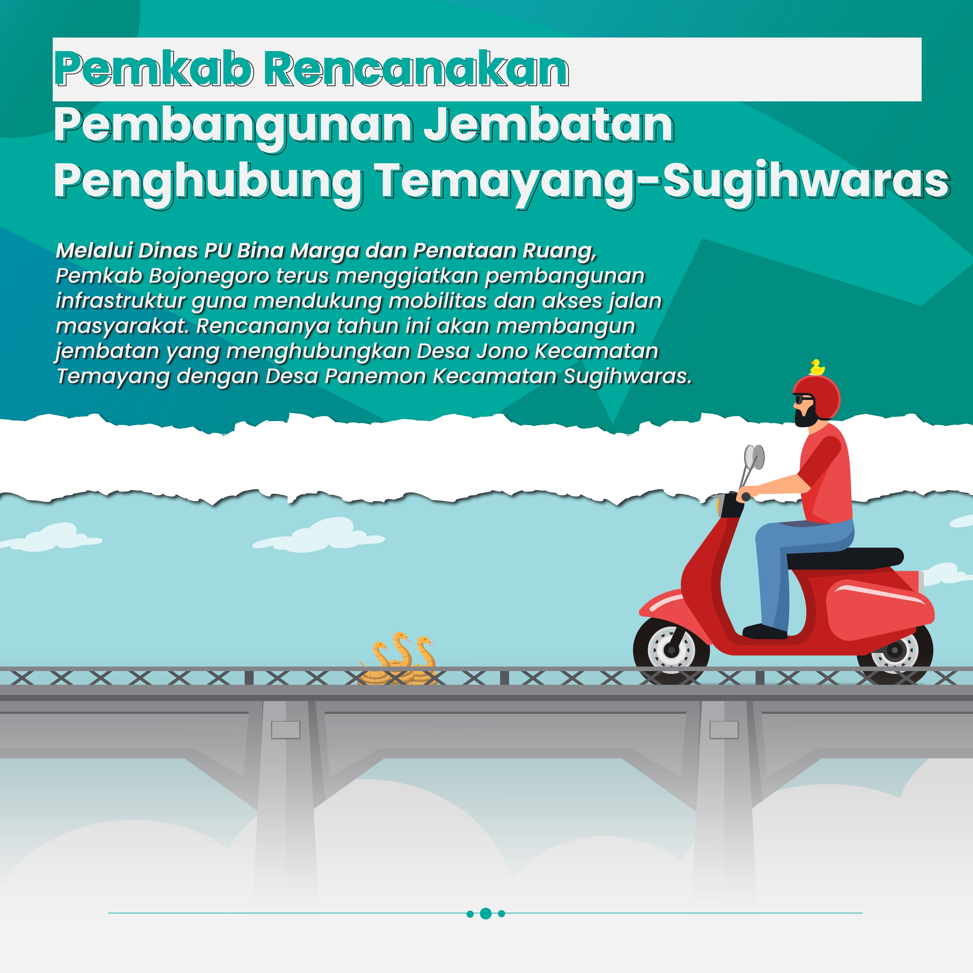 Pemkab Renovasi Jembatan Penghubung Kecamatan Temayang dan Sugihwaras