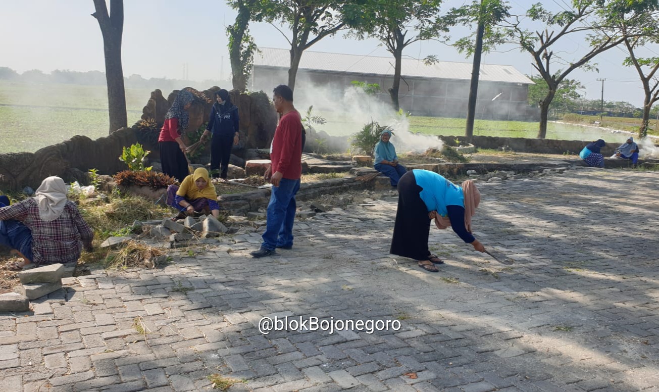 Gotong Royong, Pemdes dan Ibu-Ibu Kader Kedungbondo Bersihkan Taman Balutan