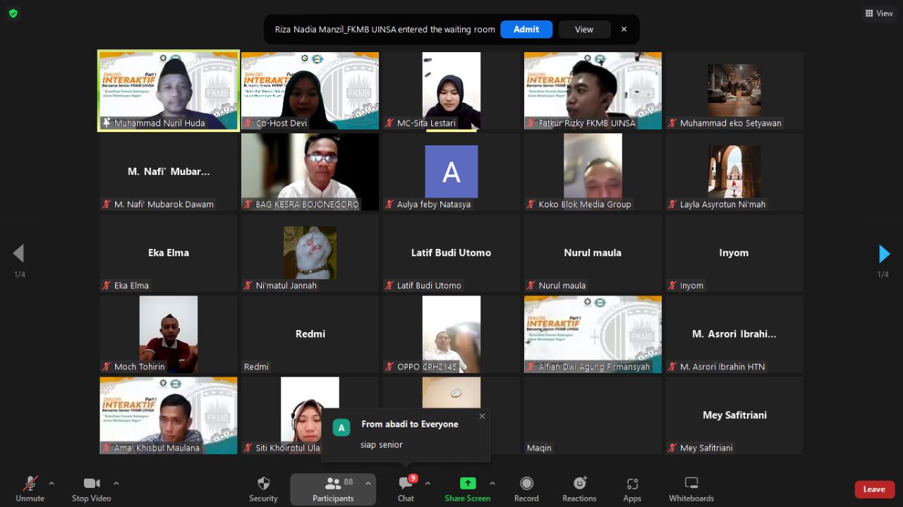 Refleksi Sumpah Pemuda, FKMB UINSA Gelar Dialog Interaktif Online Bersama Alumni