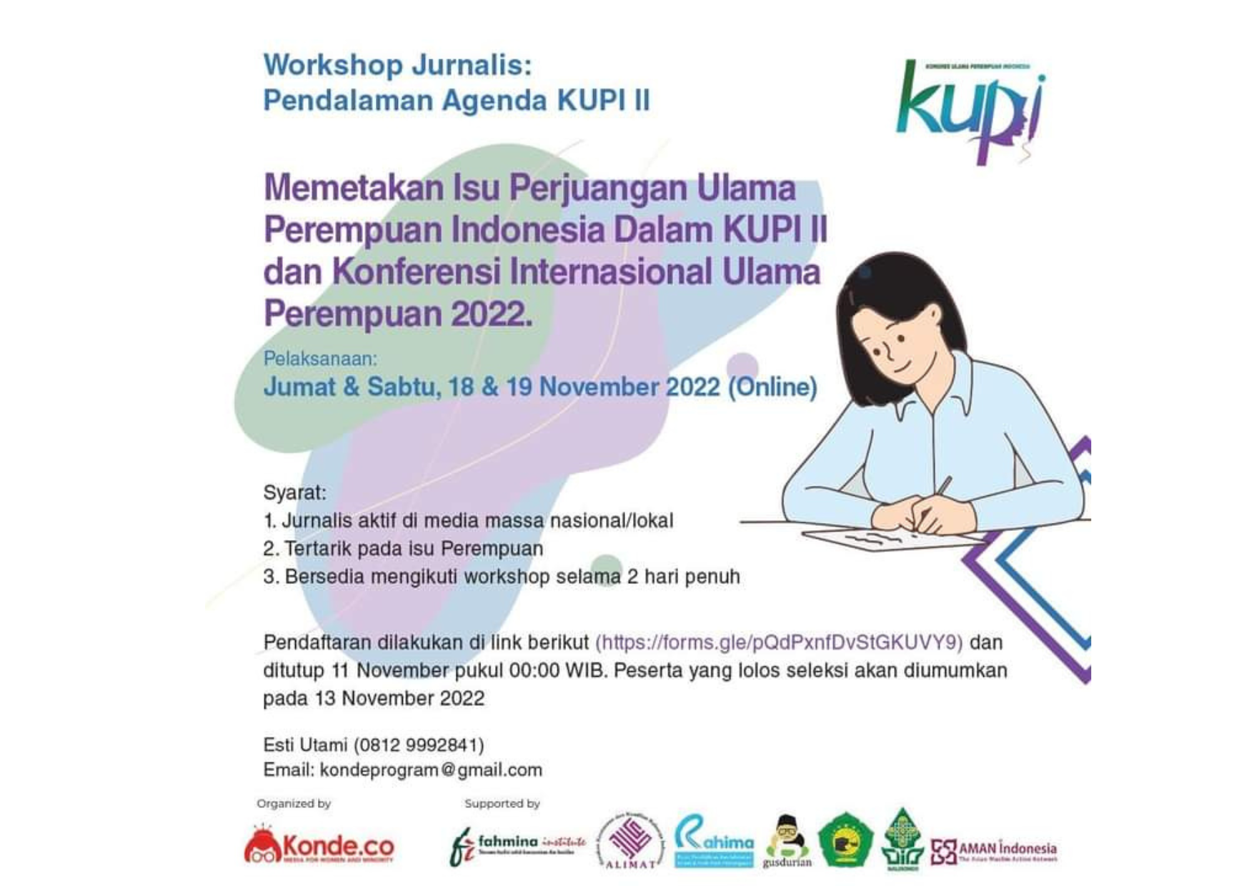 Ada Workshop Jurnalis dari KUPI, Ini Ketentuannya