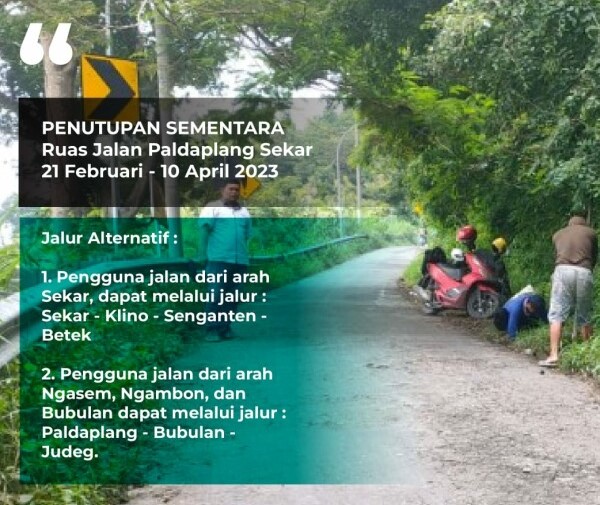 Jalan Paldaplang Sekar Tutup Sementara, Warga Dihimbau Lewat Alternatif