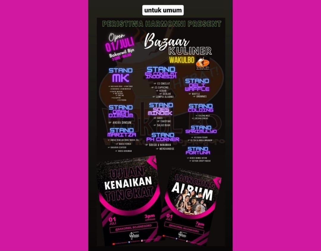 Bazaar Kuliner Wakulbo Akan Meriahkan Launching Album Siswa PH Music School