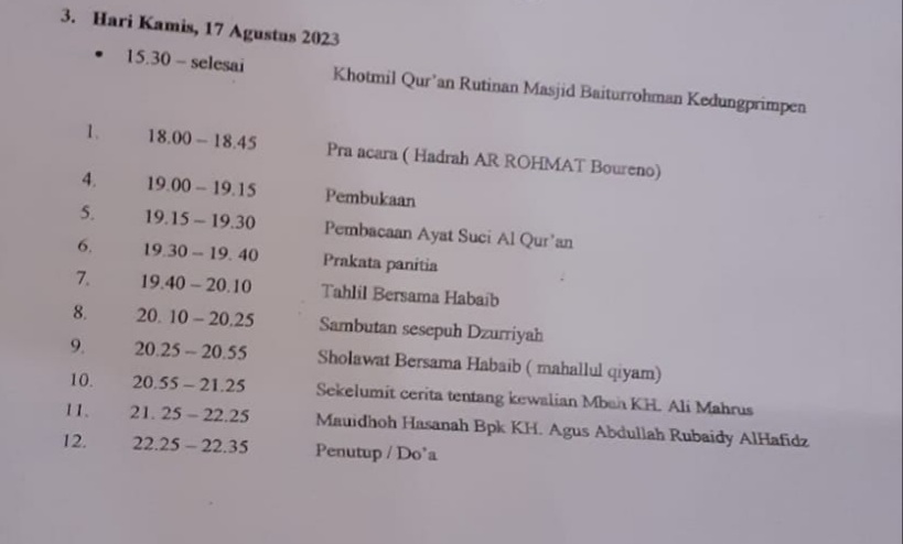 Ingat...! Besok Malam, Haul Syekh KH. Ali Mahrus Kedungprimpen