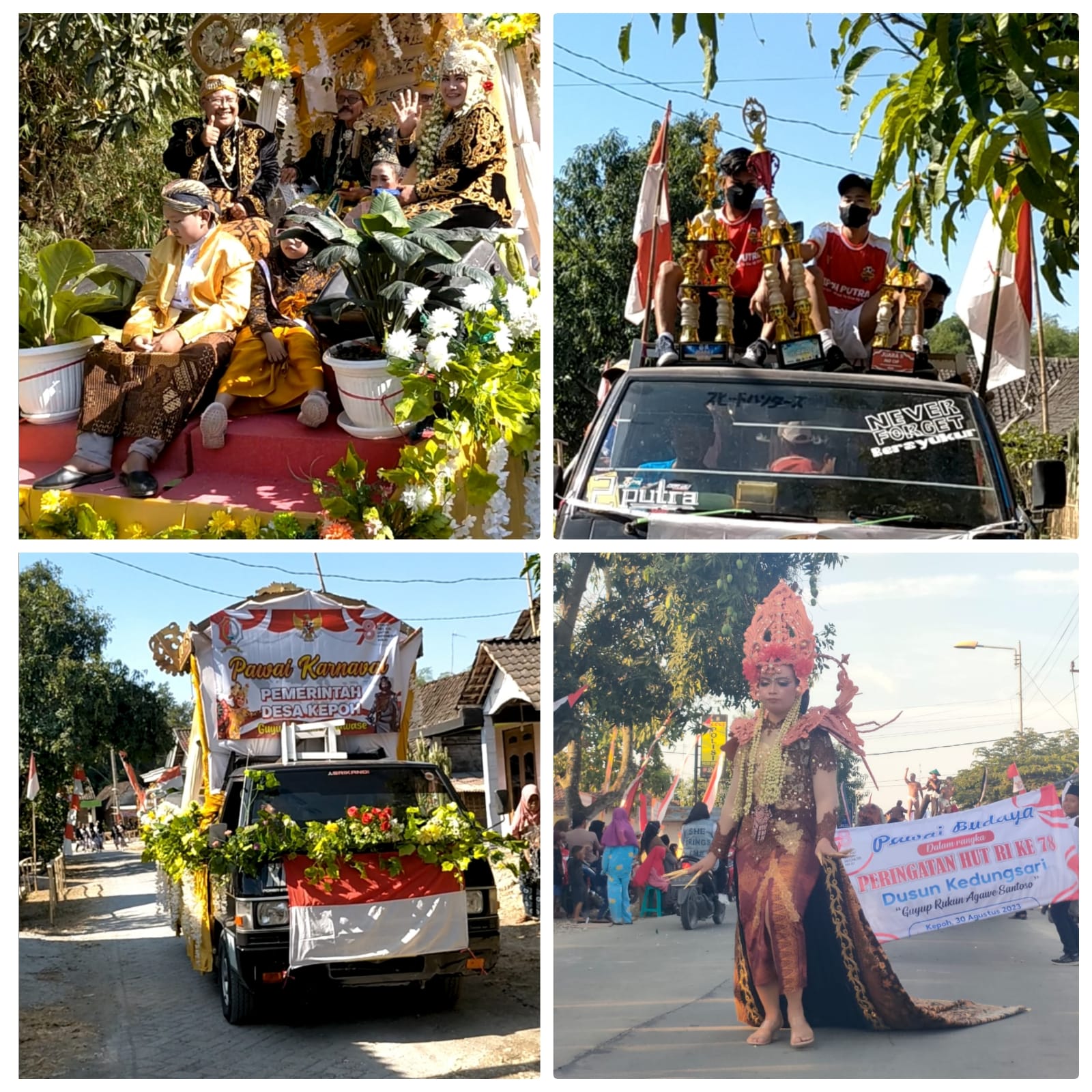 Cetar Membahana, Pemdes Kepoh Gelar Pawai Budaya Bersama Warga