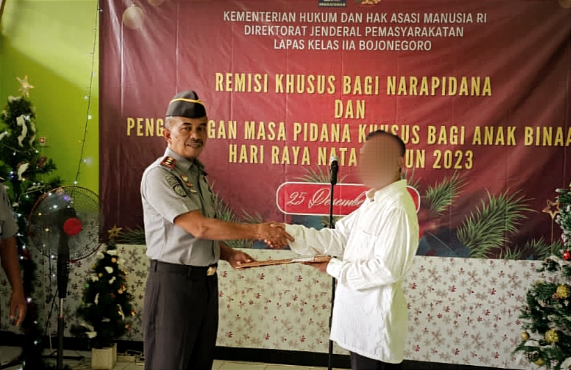 Seorang Napi Lapas Bojonegoro Terima Remisi Natal 1 Bulan 15 Hari