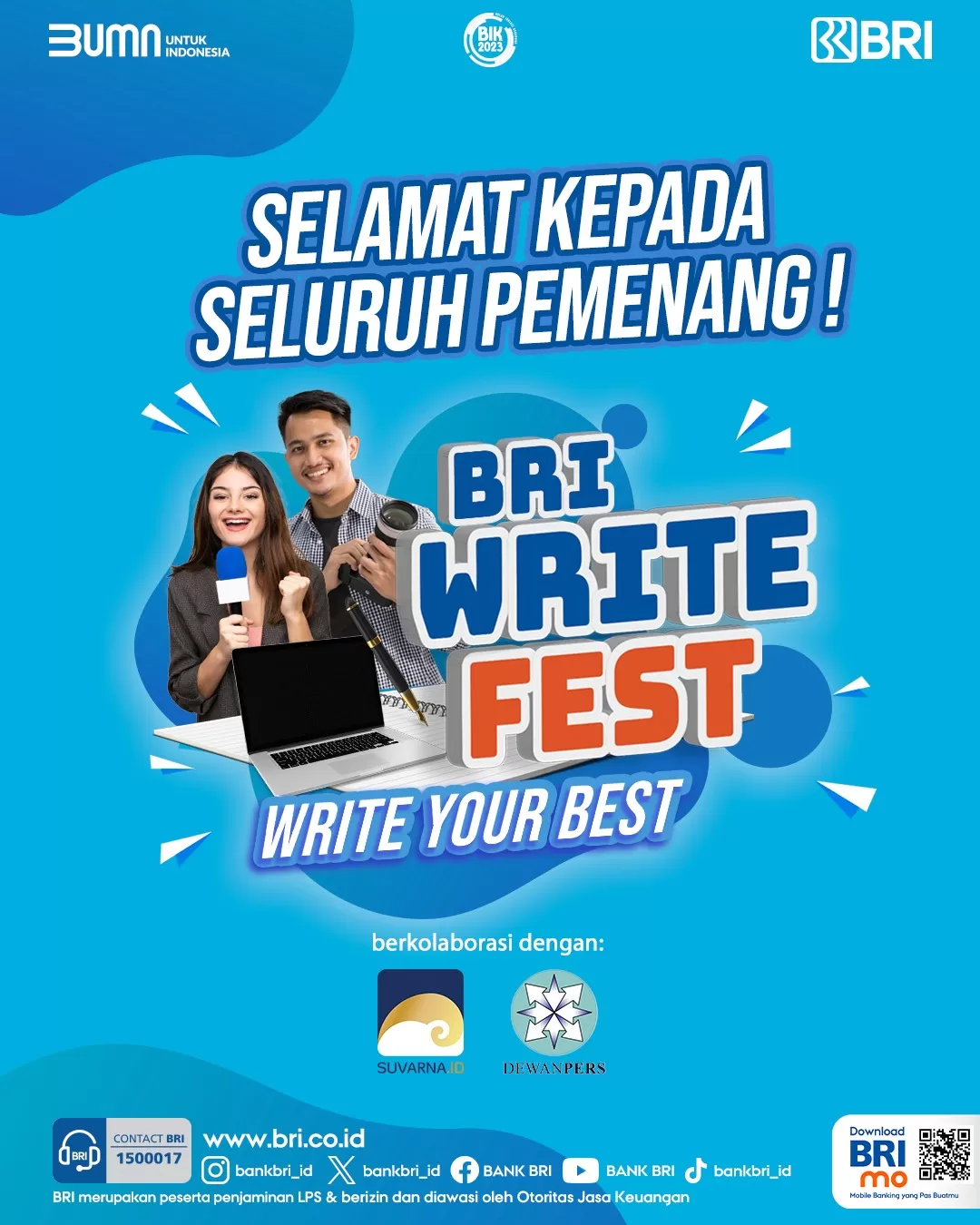 Inilah Para Pemenang BRI Write Fest 2023 HUT ke-128 BRI 