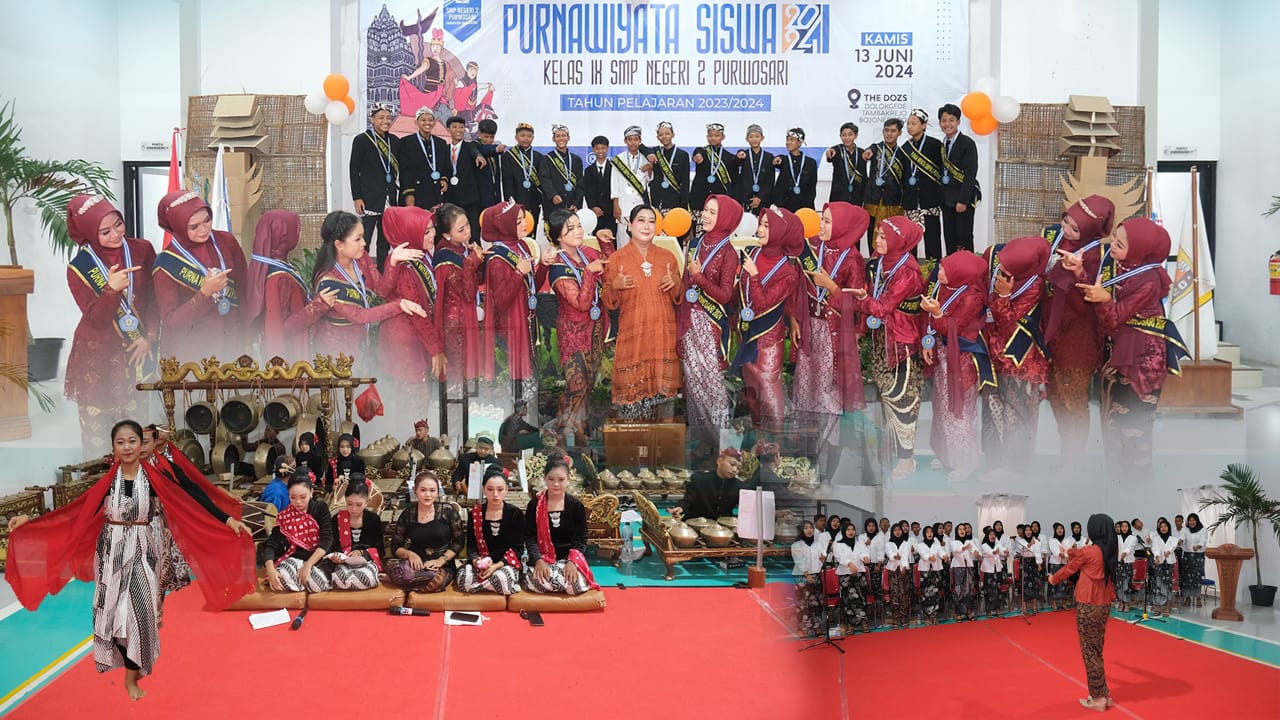 Tari Gambyong dan Kesenian Gamelan Meriahkan Purnawiyata Siswa SMPN 2 Purwosari