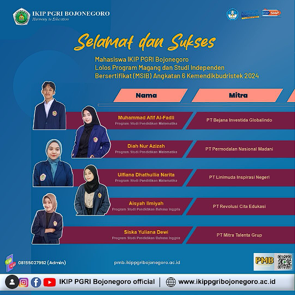 Mahasiswa IKIP PGRI Bojonegoro Raih Prestasi di Program MSIB Angkatan 6 Kemendikbudristek 2024