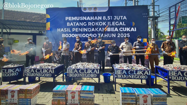 Senilai Rp12,6 Miliar, Bea Cukai Bojonegoro Musnahkan 8,5 Juta Batang Rokok Ilegal