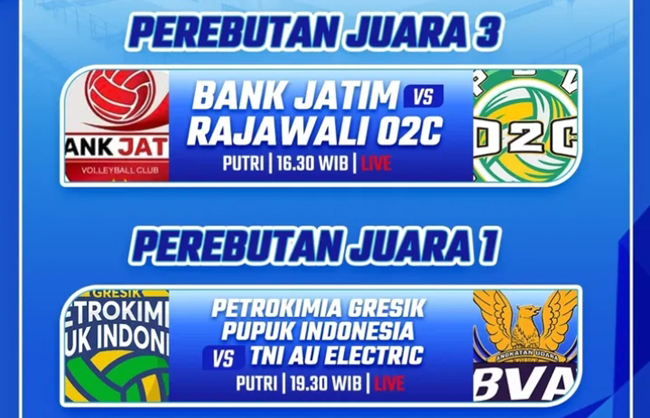 Jadwal Juara 3 dan Final Livoli Divisi Utama Hari Ini, Sabtu 18 Oktober